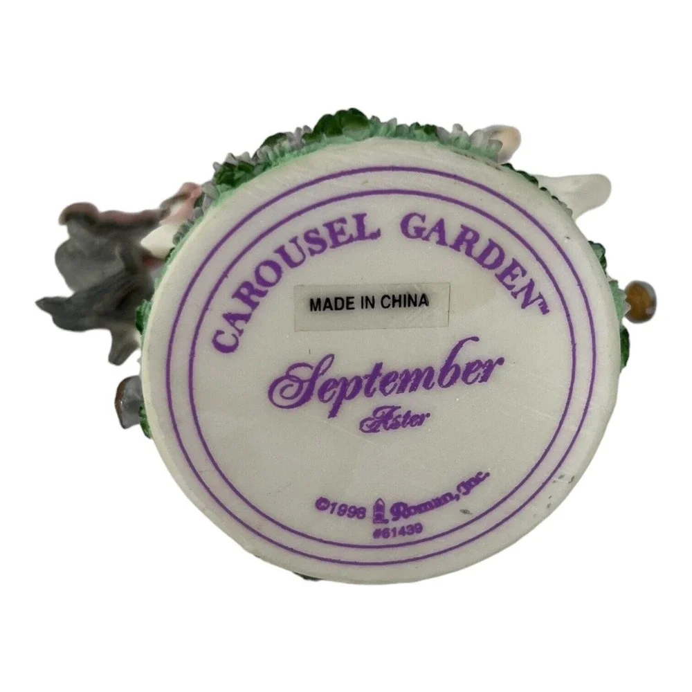 Carousel Garden Horse September‎ Aster Roman Inc 1996 #61439 White Gray Purple